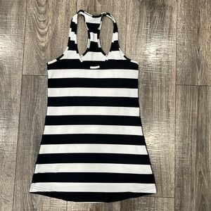 Lululemon black and white stripe Cool Racerback tank size 6